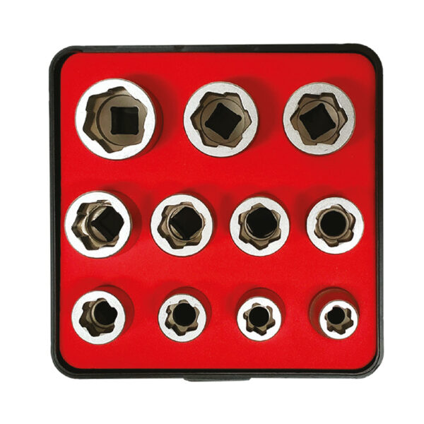 JUEGO DE VASOS 3/8" PARA QUITAR TUERCAS DAÑADAS 11 PZS