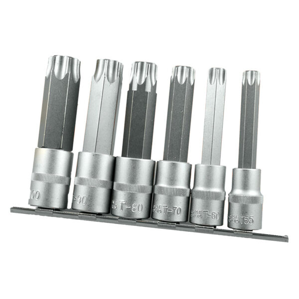 JUEGO PUNTAS TORX EN VASO 1/2, 6 PZS, T55 - T100