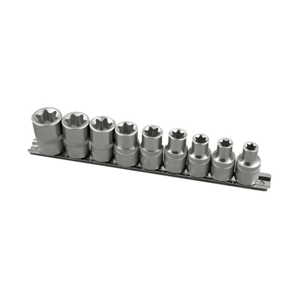 JUEGO DE VASOS TORX 1/2, 9 PZS, E10 - E24