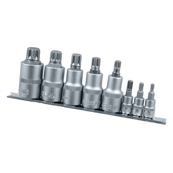 JUEGO PUNTAS XZN SPLINE EN VASO 1/4 & 1/2, 8 PZS, M4 - M16