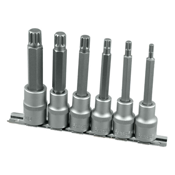 JUEGO PUNTAS XZN SPLINE EN VASO LARGO 1/2, 6 PZS, M5 - M14